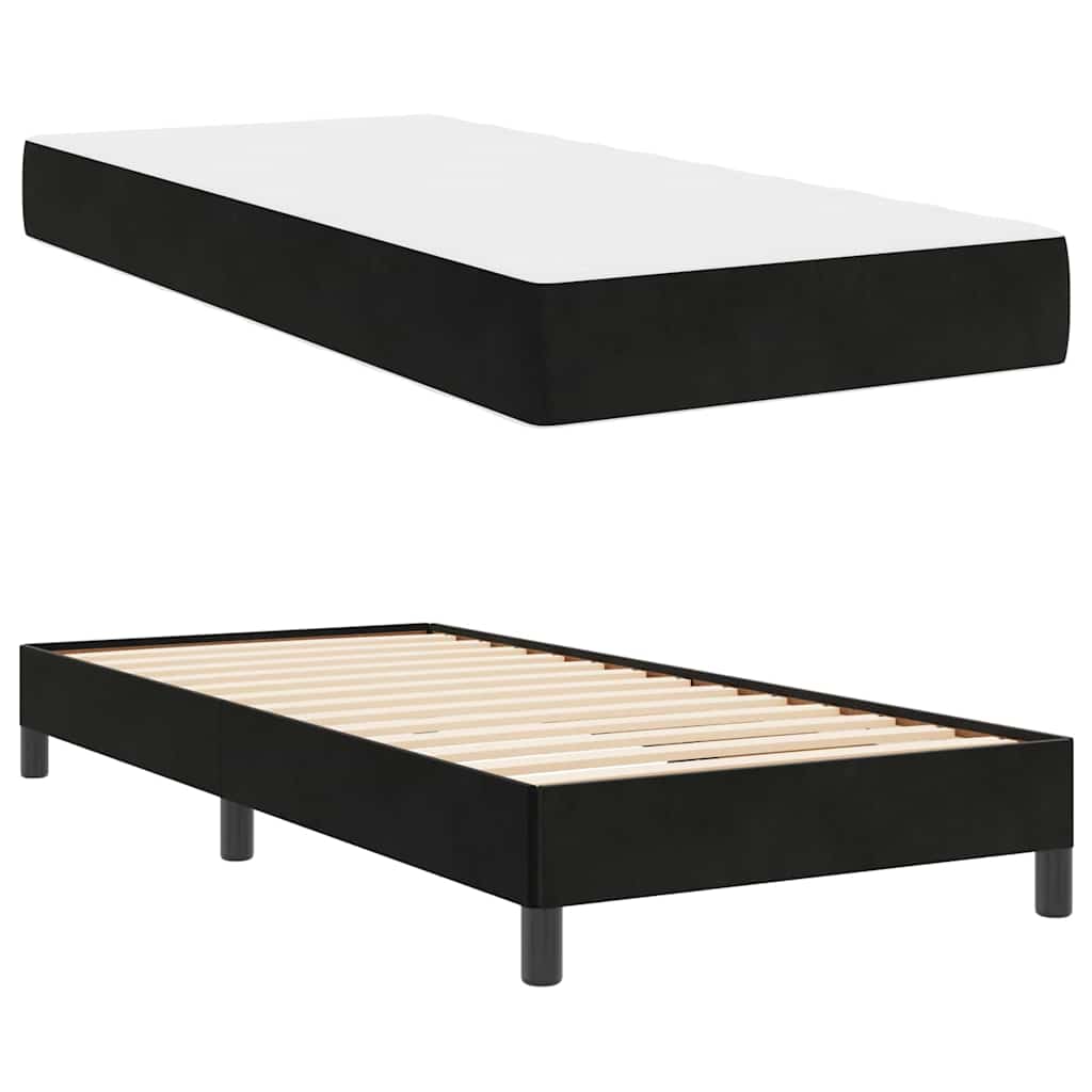 Letto a molle con materasso Nero 90 x 220 cm Tessuto | homemem39