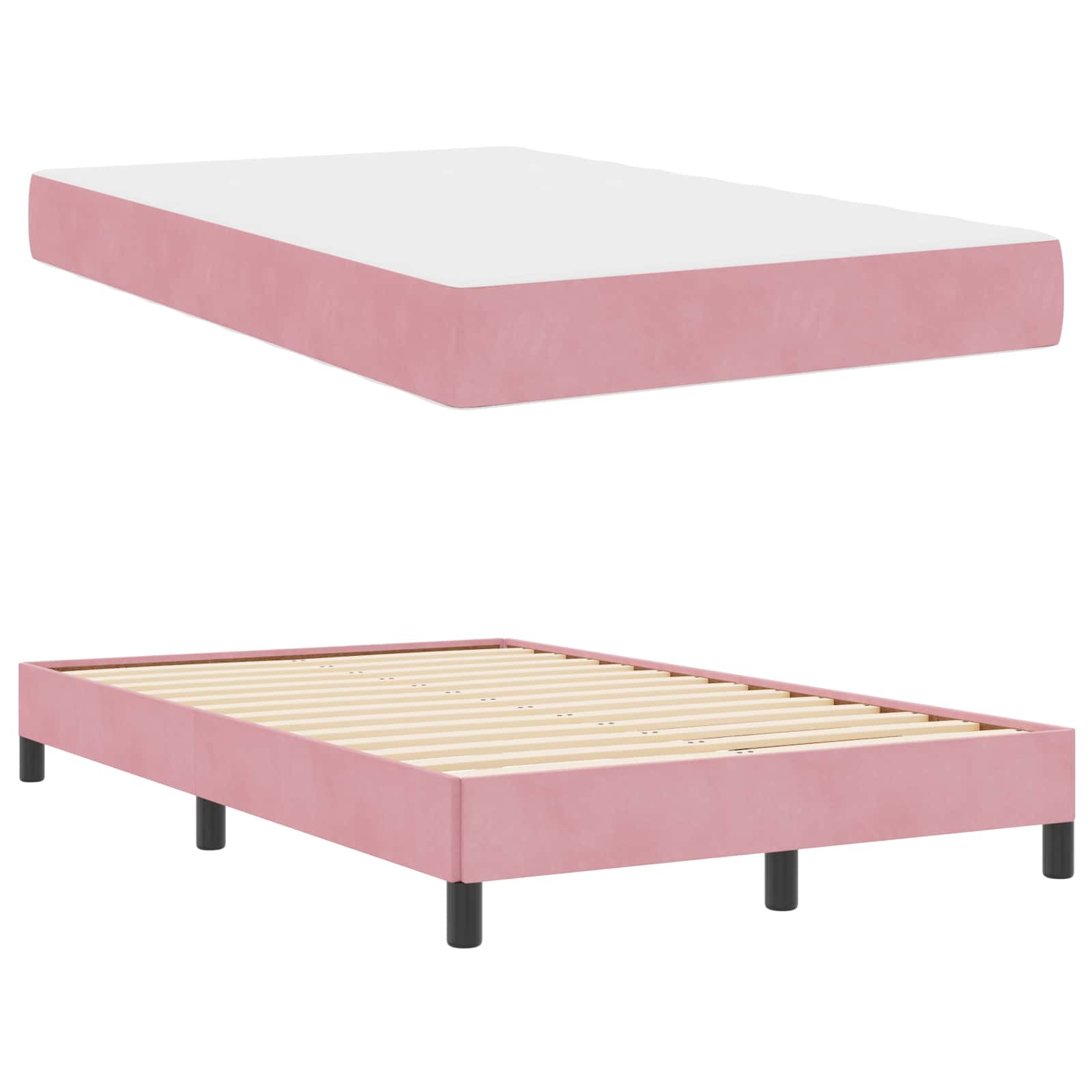 Letto a molle con materasso Rosa 120 x 220 cm Tessuto | homemem39