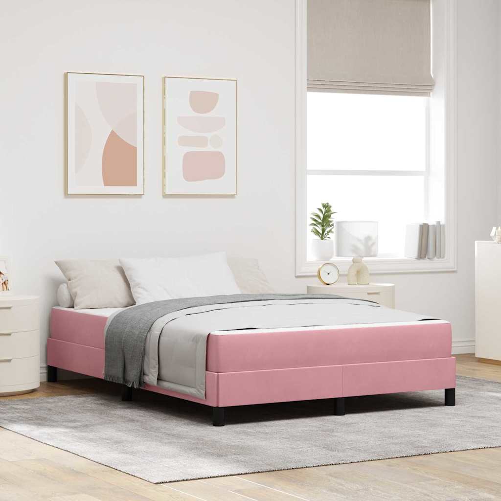 Letto a molle con materasso Rosa 140 x 220 cm Tessuto