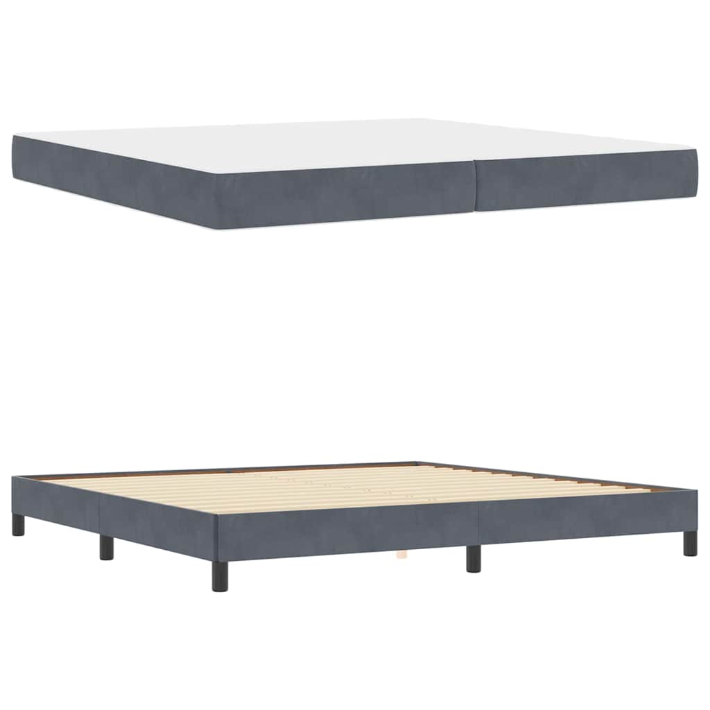 Letto a molle con materasso Grigio scuro 200 x 220 cm Tessuto | homemem39