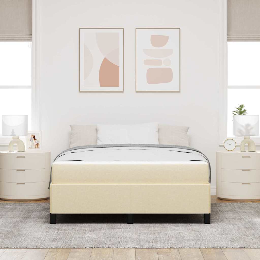 Letto a molle con materasso Crema 140 x 190 cm Tessuto | homemem39
