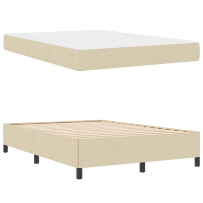 Letto a molle con materasso Crema 140 x 190 cm Tessuto | homemem39