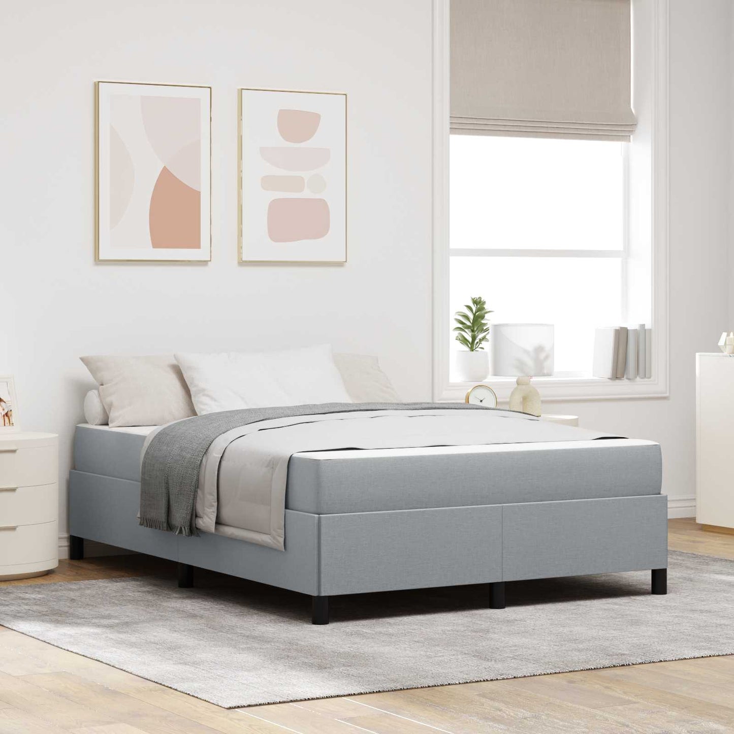 Letto a molle Grigio chiaro 140 x 200 cm Tessuto | homemem39