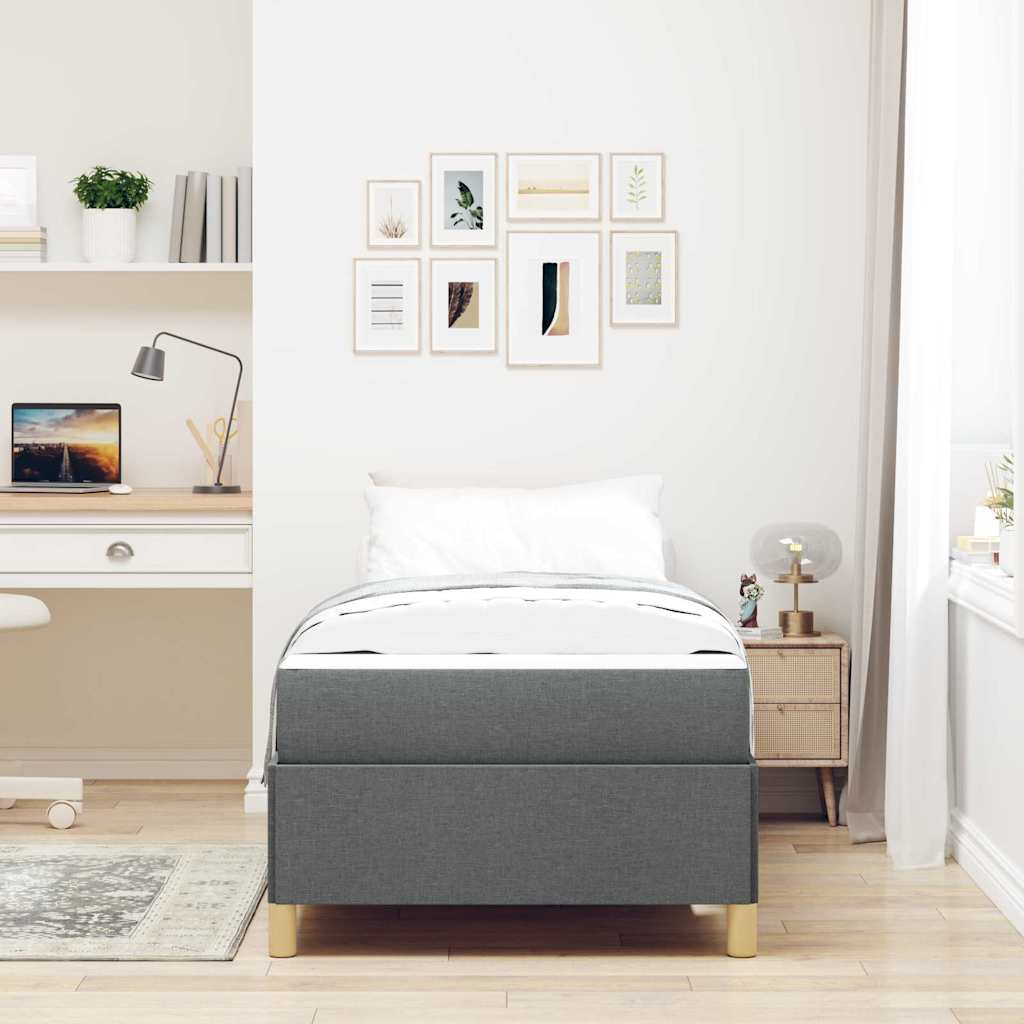 Letto a molle Grigio Scuro e Marrone e Bianco e Grigio Scuro - homemem39