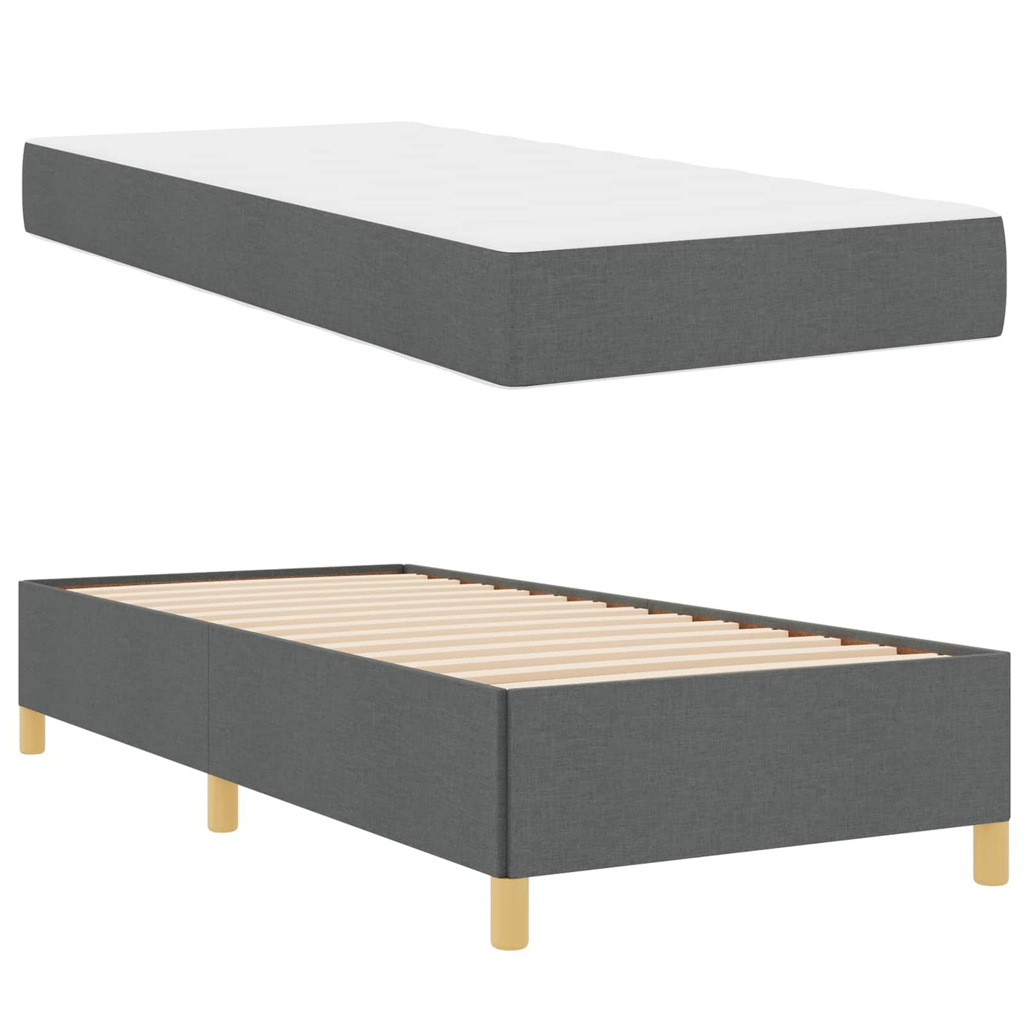 Struttura del letto Grigio scuro 90 x 190 cm Tessuto | homemem39