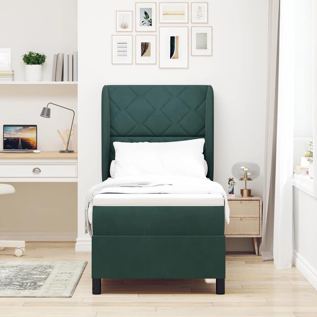 Letto a molle con testiera Verde Scuro 200 x 80 cm Velluto | homemem39