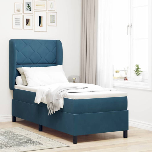 Letto a molle con testiera Blu Scuro 200 x 80 cm Velluto | homemem39