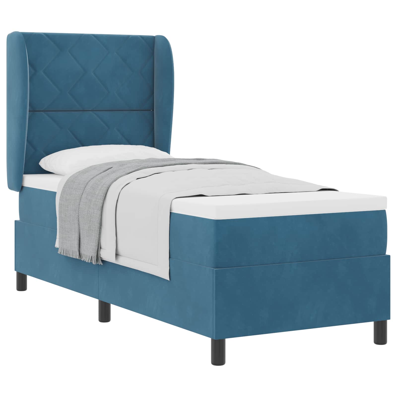 Letto a molle con testiera Blu Scuro 200 x 80 cm Velluto | homemem39