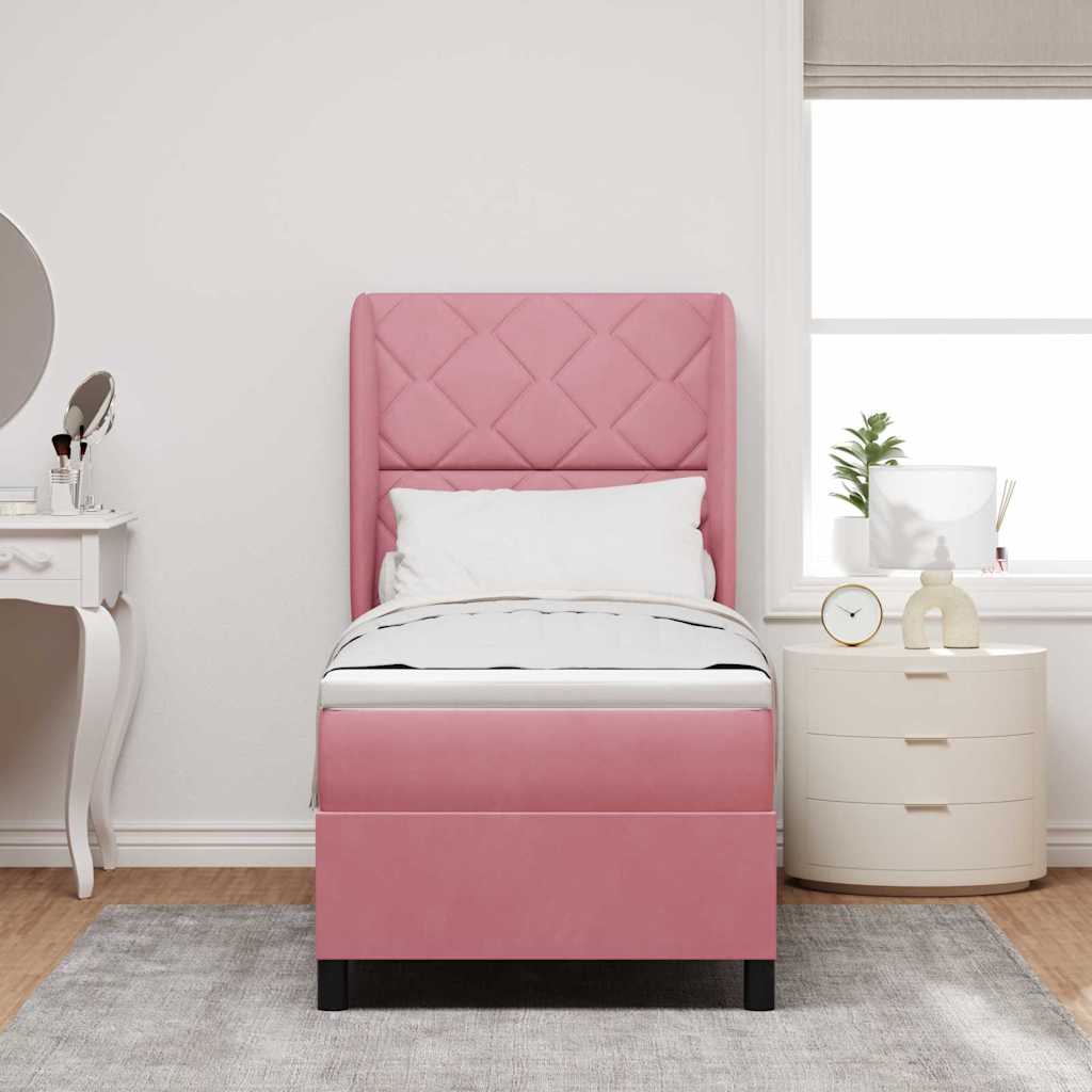 Letto a molle con testiera Rosa 200 x 80 cm Velluto | homemem39