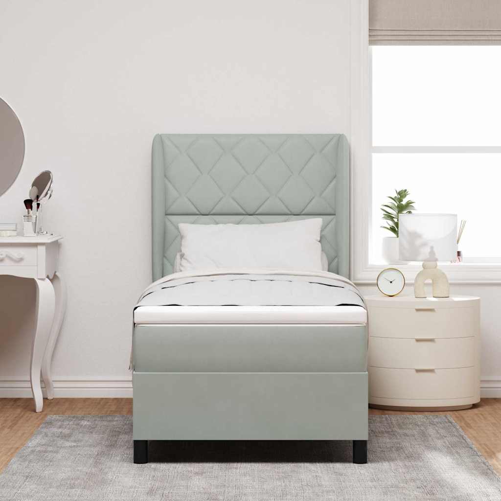 Letto a molle con testiera Grigio chiaro 190 x 90 cm Velluto | homemem39