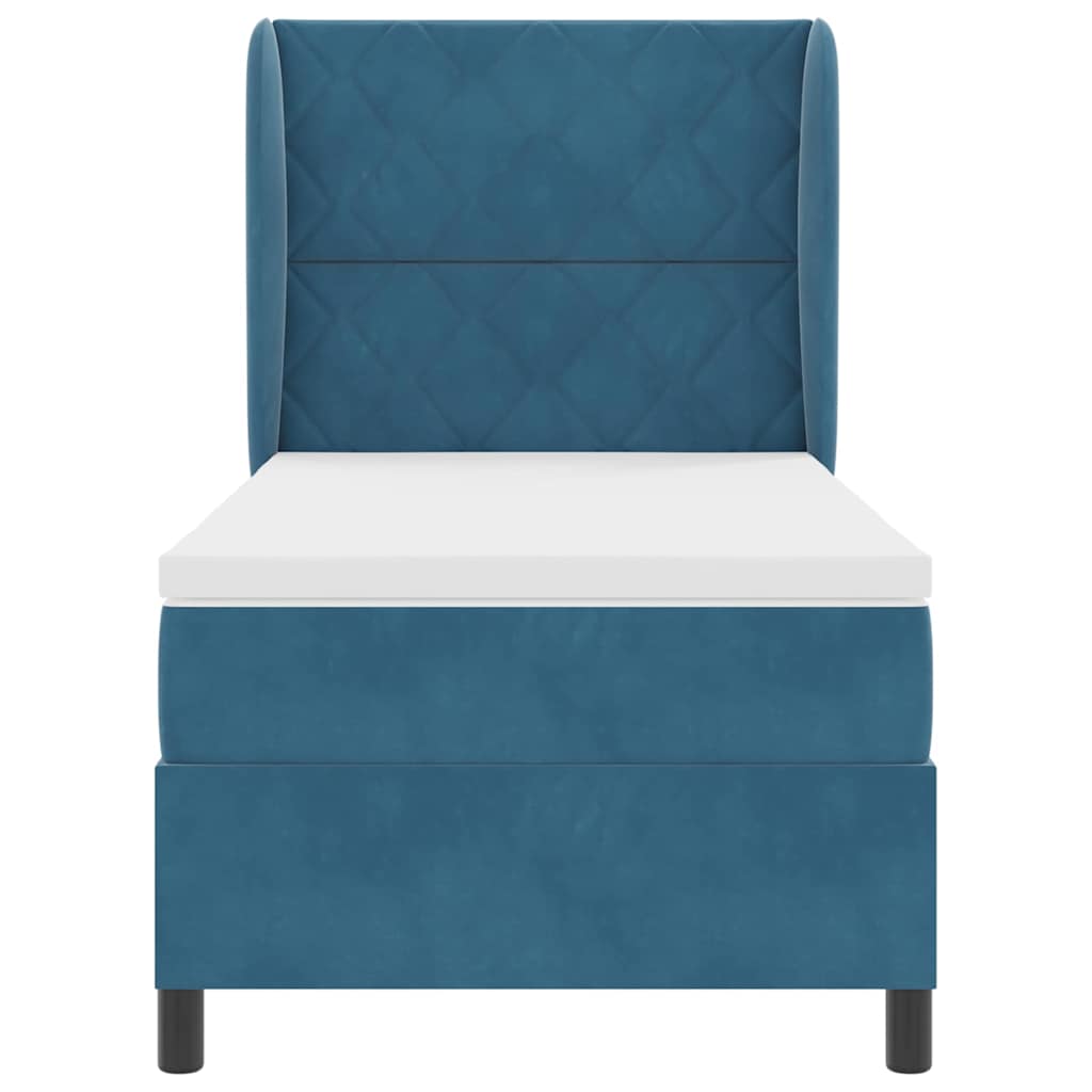 Letto a molle con testiera Blu Scuro 200 x 90 cm Velluto | homemem39