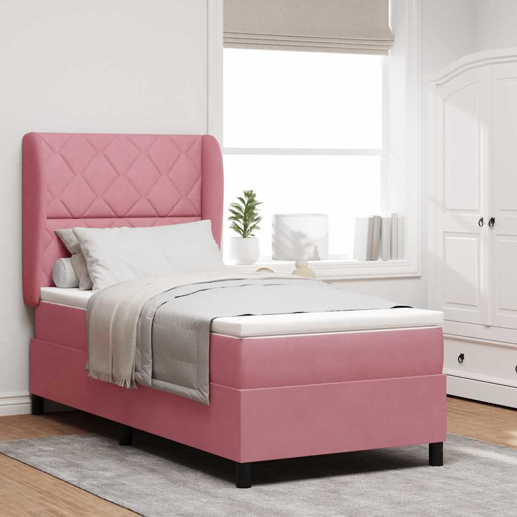 Letto a molle con testiera Rosa 200 x 90 cm Velluto | homemem39