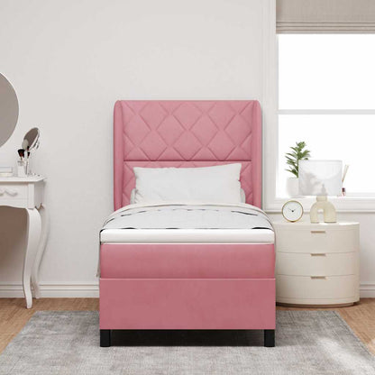 Letto a molle con testiera Rosa 200 x 90 cm Velluto | homemem39