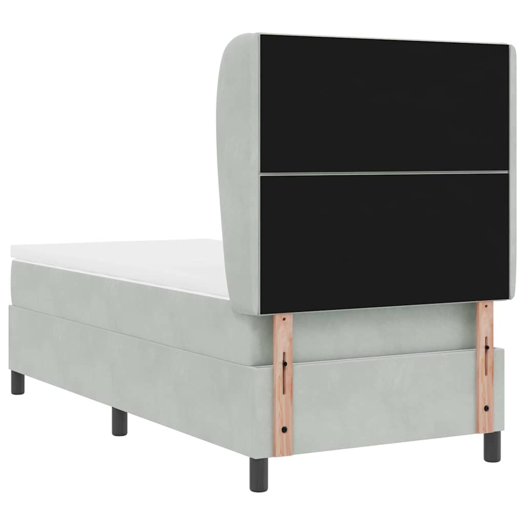 Letto a molle con materasso Grigio chiaro 100 x 200 cm Velluto
