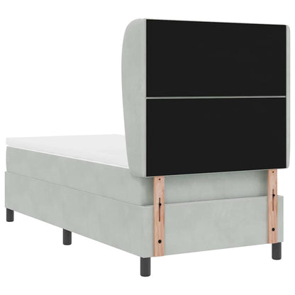 Letto a molle con materasso Grigio chiaro 100 x 200 cm Velluto