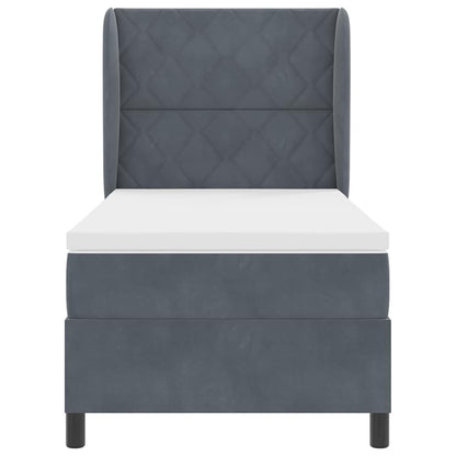 Letto a molle con materasso Grigio scuro 100 x 200 cm Velluto