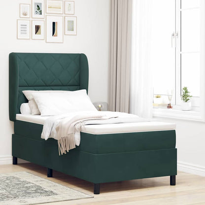 Letto a molle con testiera Verde Scuro 200 x 100 cm Velluto
