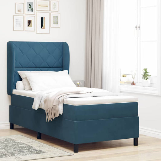 Letto a molle con testiera Blu Scuro 200 x 100 cm Velluto | homemem39
