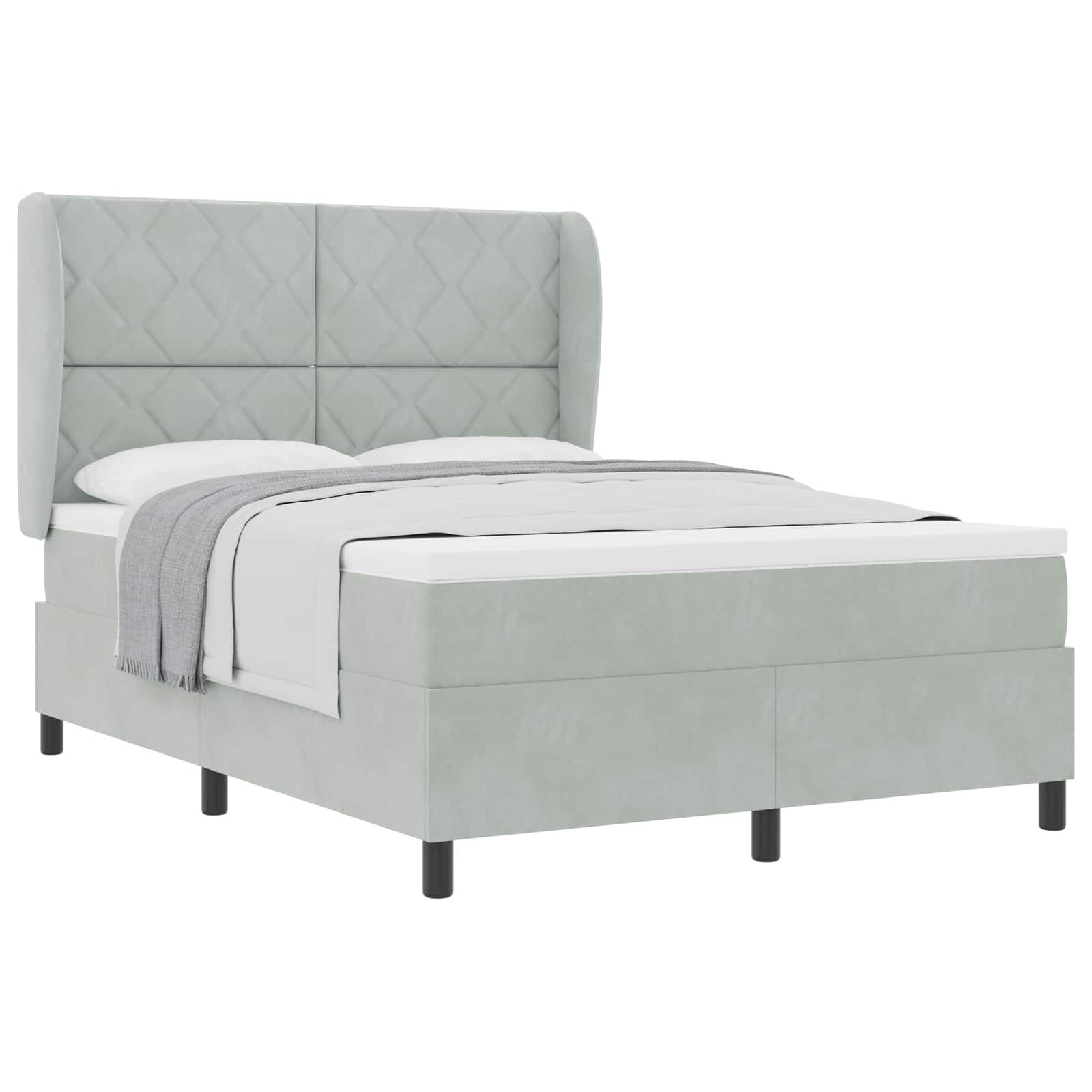 Letto a molle con testiera Grigio chiaro 190 x 140 cm Velluto | homemem39
