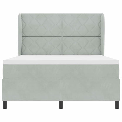 Letto a molle con testiera Grigio chiaro 190 x 140 cm Velluto | homemem39