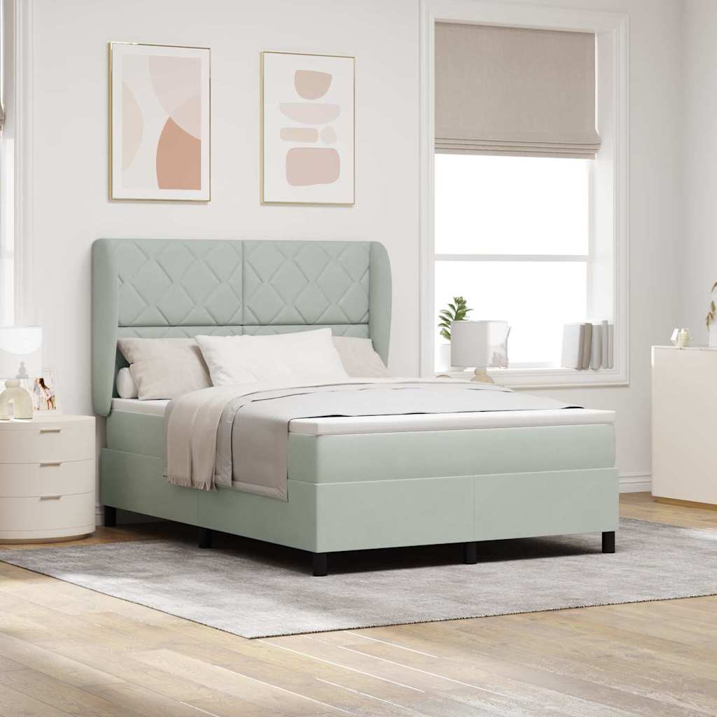 Letto a molle con testiera Grigio chiaro 200 x 140 cm Velluto | homemem39