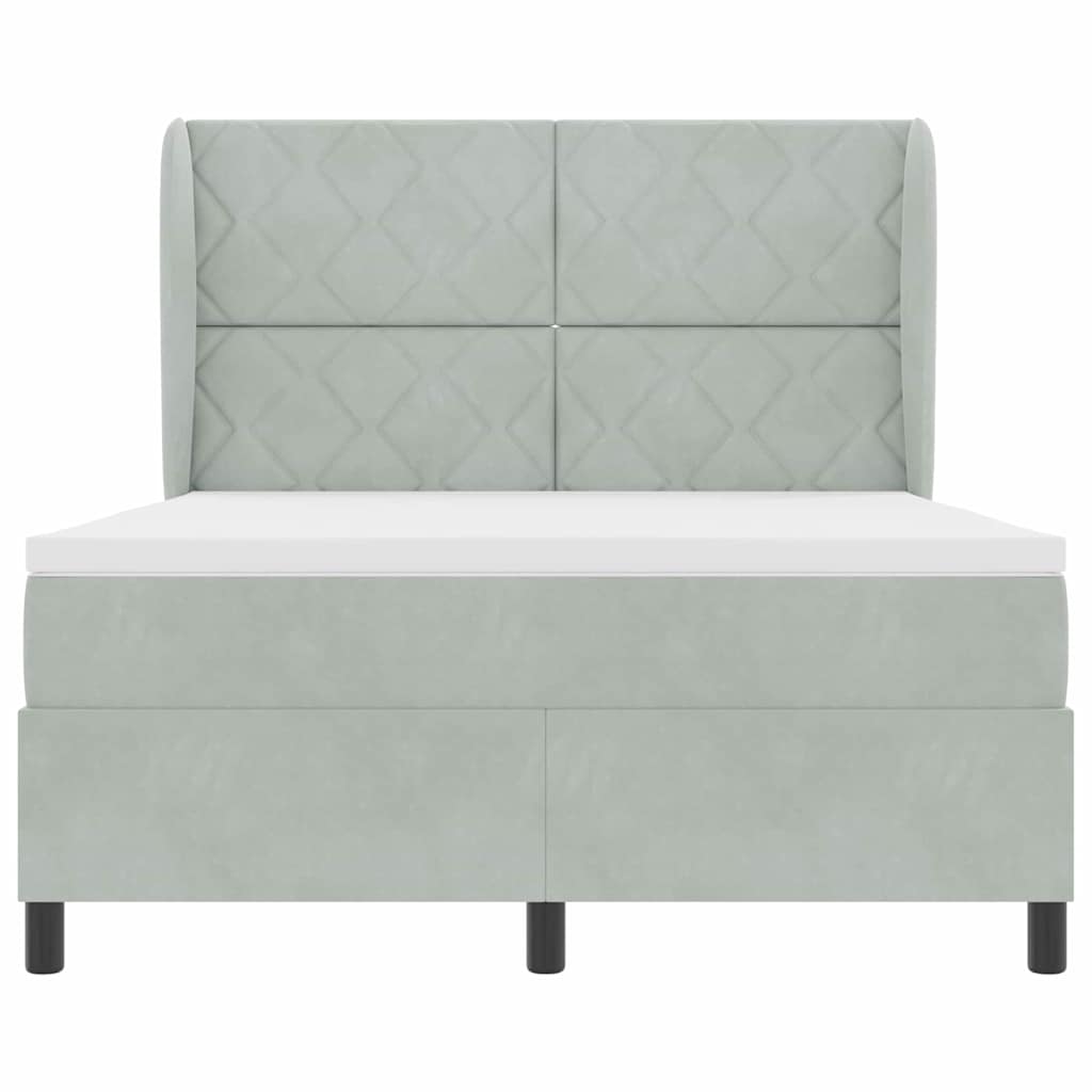 Letto a molle con testiera Grigio chiaro 200 x 140 cm Velluto | homemem39