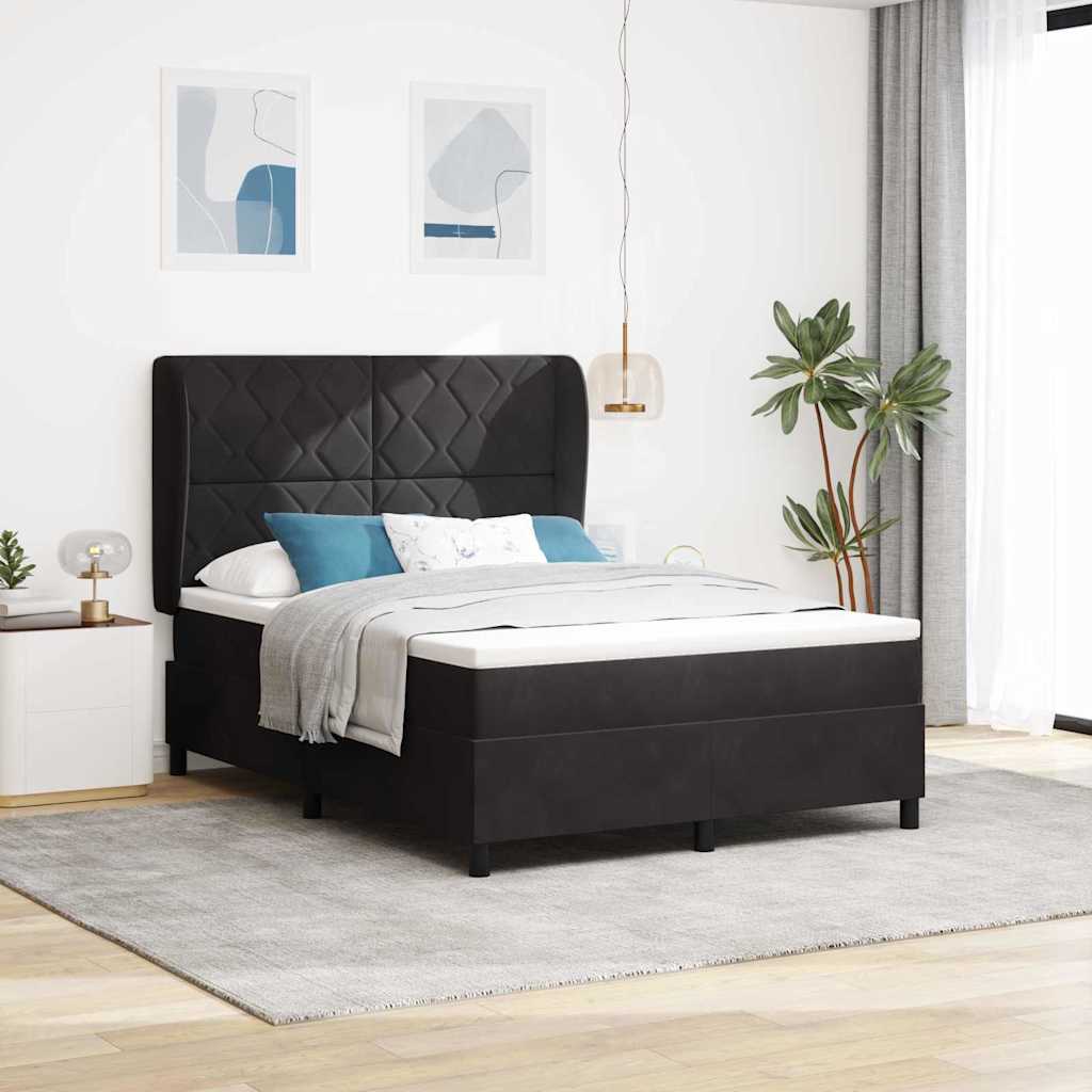 Letto a molle con testiera Nero 200 x 140 cm Velluto | homemem39