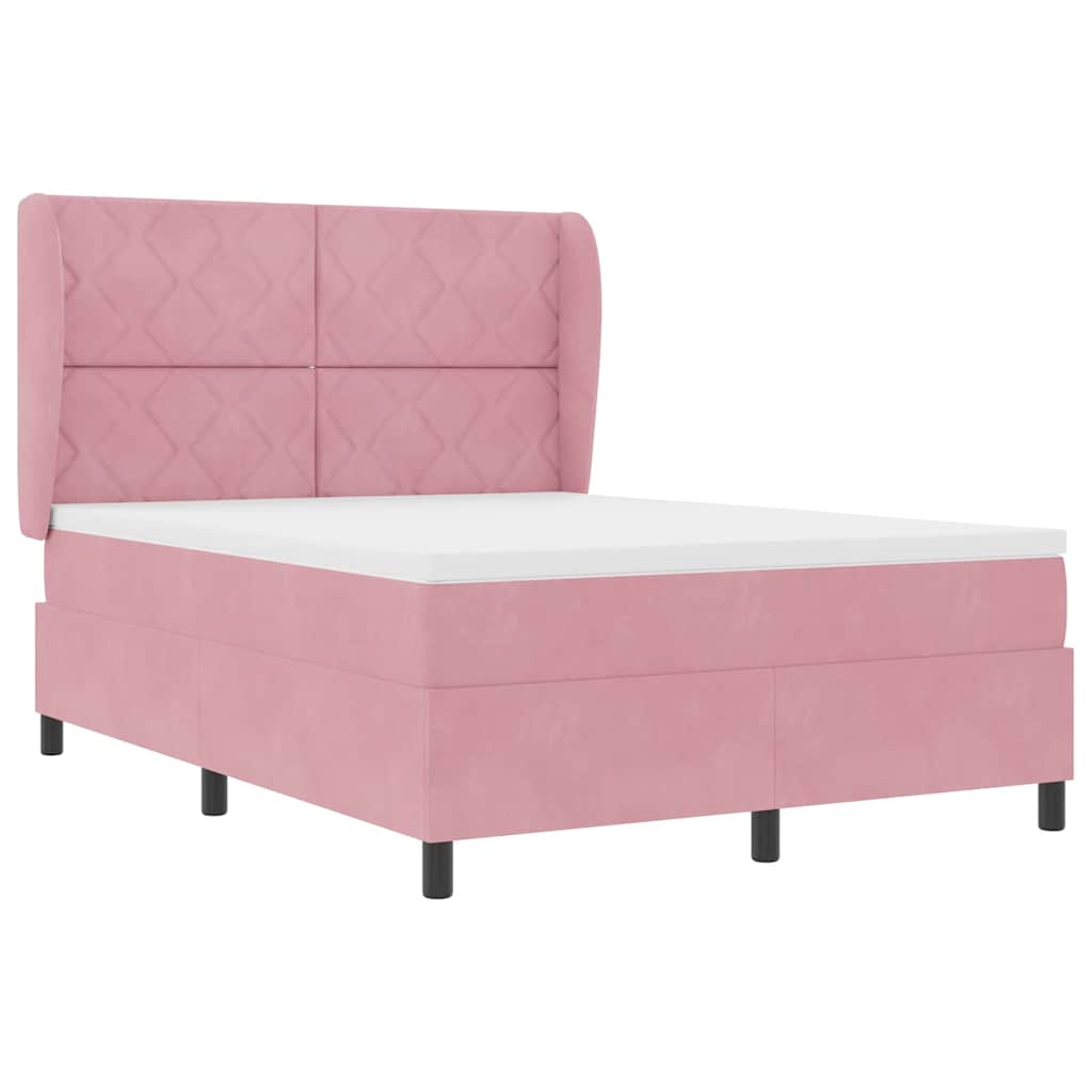 Letto a molle con testiera Rosa 200 x 140 cm Velluto | homemem39