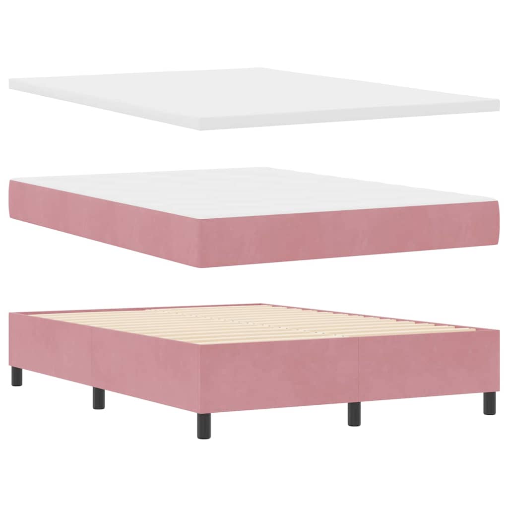 Letto a molle con testiera Rosa 200 x 140 cm Velluto | homemem39