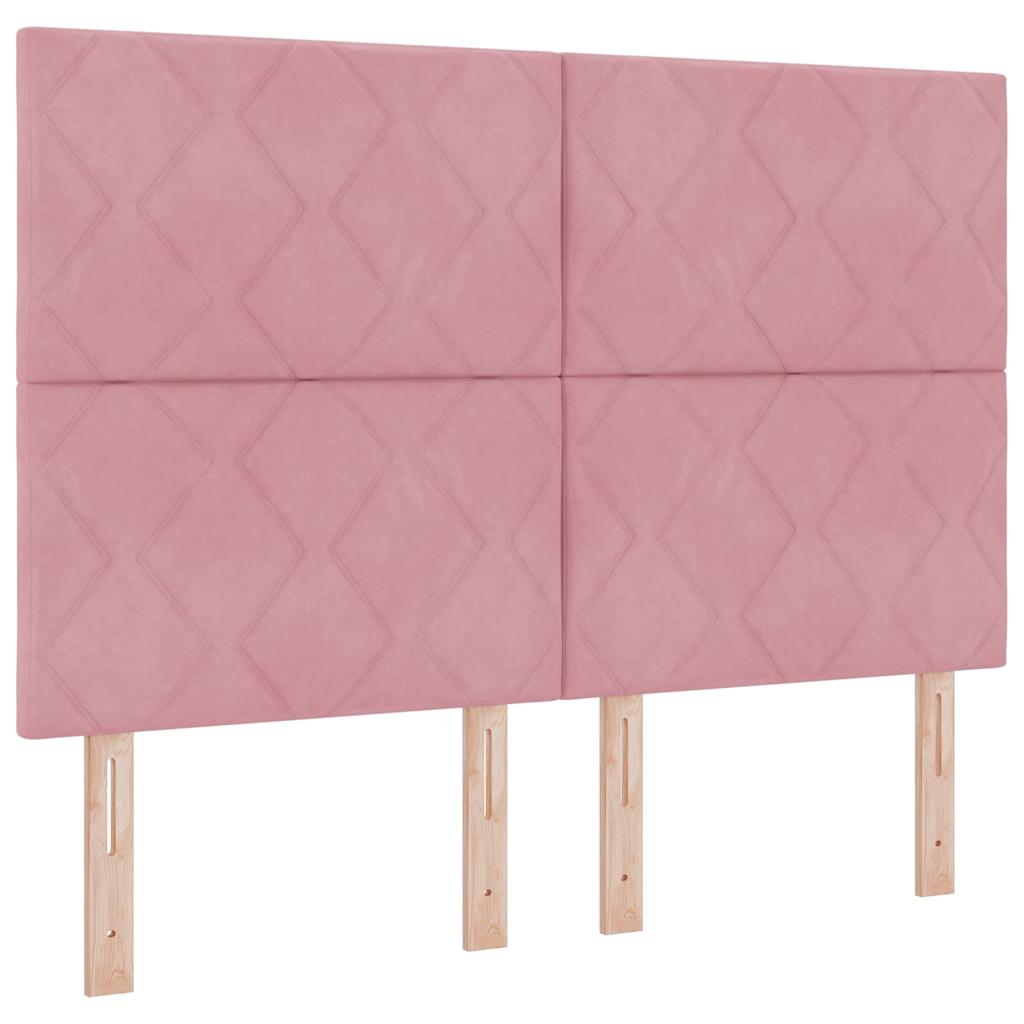 Letto a molle con testiera Rosa 200 x 140 cm Velluto | homemem39
