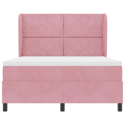 Letto a molle con testiera Rosa 200 x 140 cm Velluto | homemem39