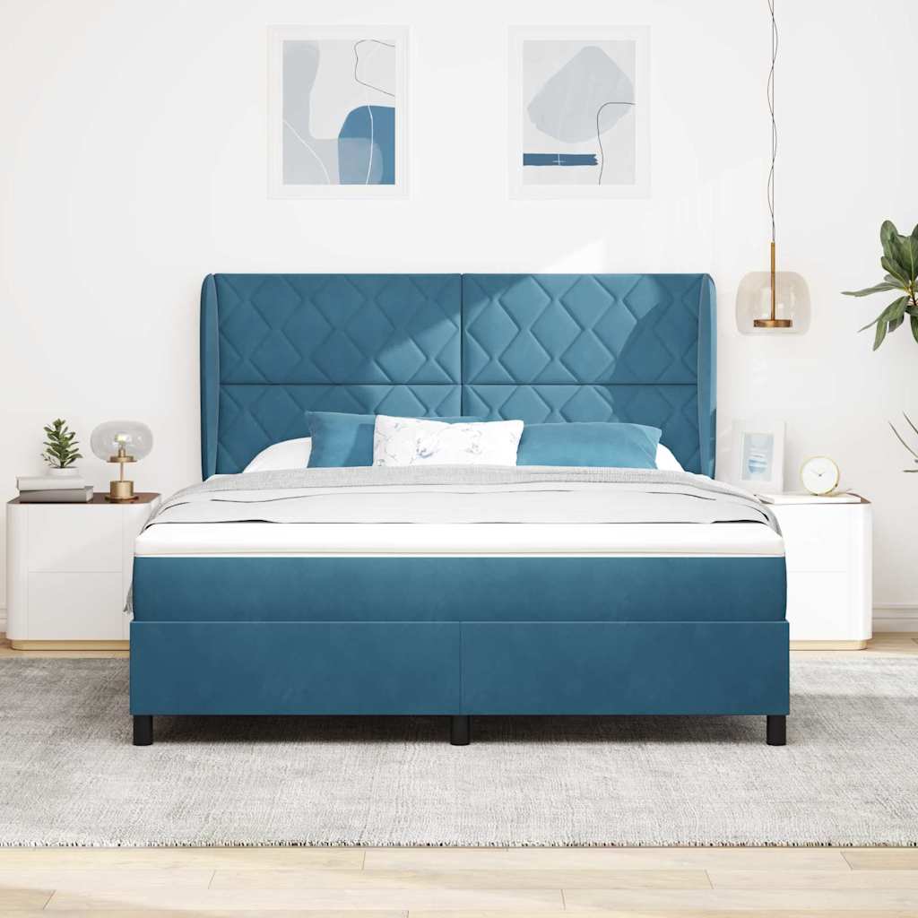 Letto a molle con testiera Blu Scuro 200 x 180 cm Velluto | homemem39