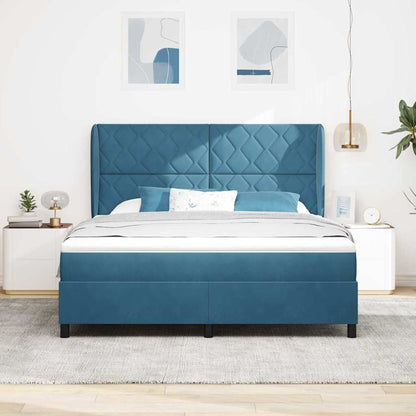 Letto a molle con testiera Blu Scuro 200 x 180 cm Velluto | homemem39