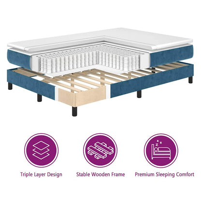 Letto a molle con testiera Blu Scuro 200 x 180 cm Velluto | homemem39