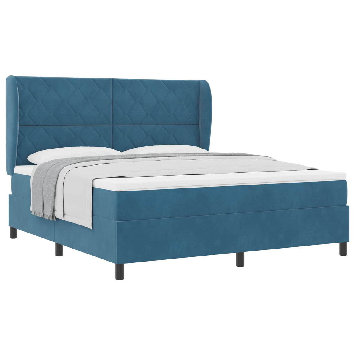 Letto a molle con testiera Blu Scuro 200 x 180 cm Velluto | homemem39