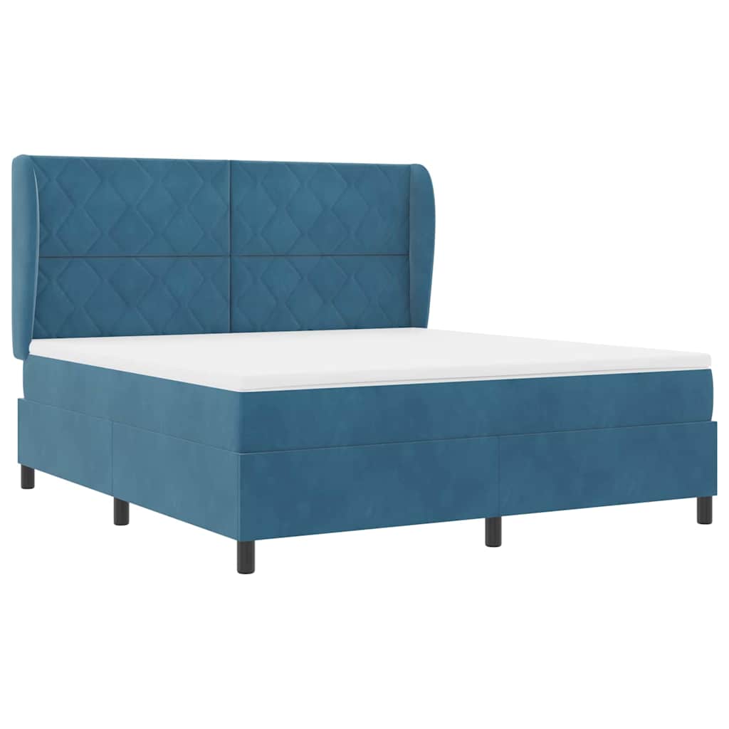 Letto a molle con testiera Blu Scuro 200 x 180 cm Velluto | homemem39