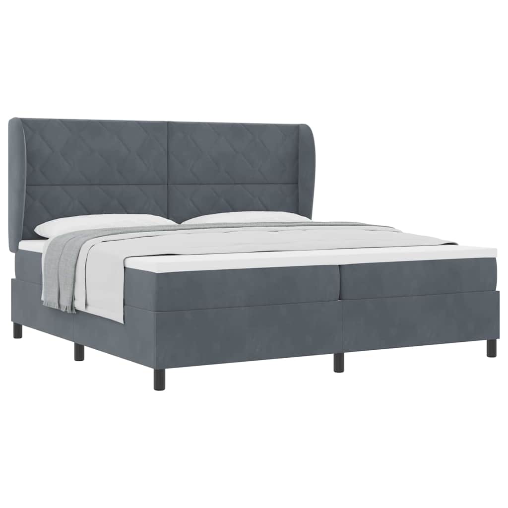 Letto a molle con materasso Grigio scuro 200 x 200 cm Velluto
