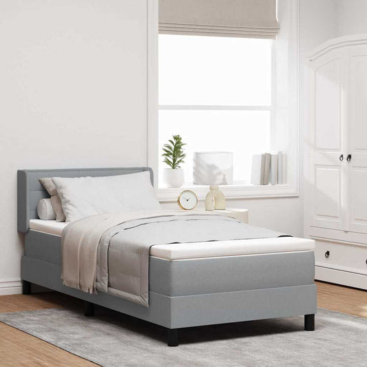 Letto box spring con materasso Grigio chiaro 90 x 190 cm