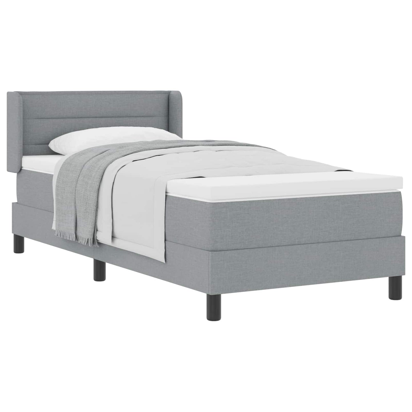 Letto box spring con materasso Grigio chiaro 90 x 190 cm