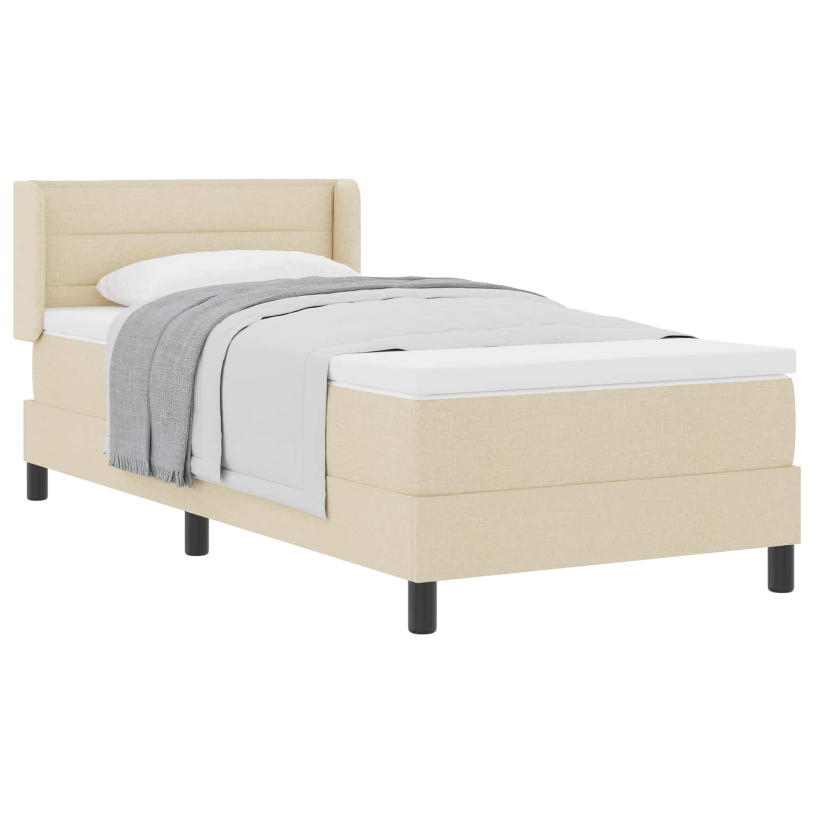 Letto a molle con testiera Crema 200 x 100 cm Tessuto | homemem39
