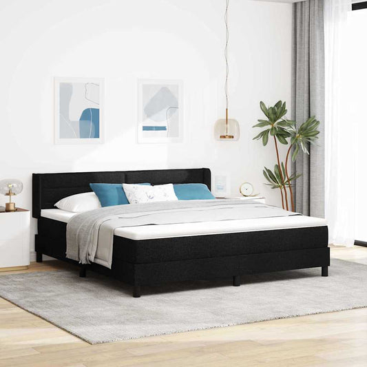 Letto a molle con testiera Nero 200 x 180 cm Tessuto | homemem39