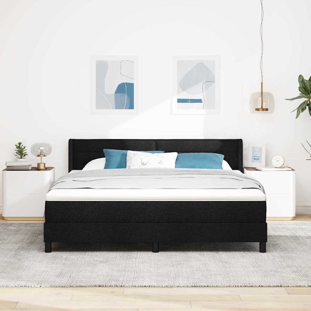 Letto a molle con testiera Nero 200 x 180 cm Tessuto