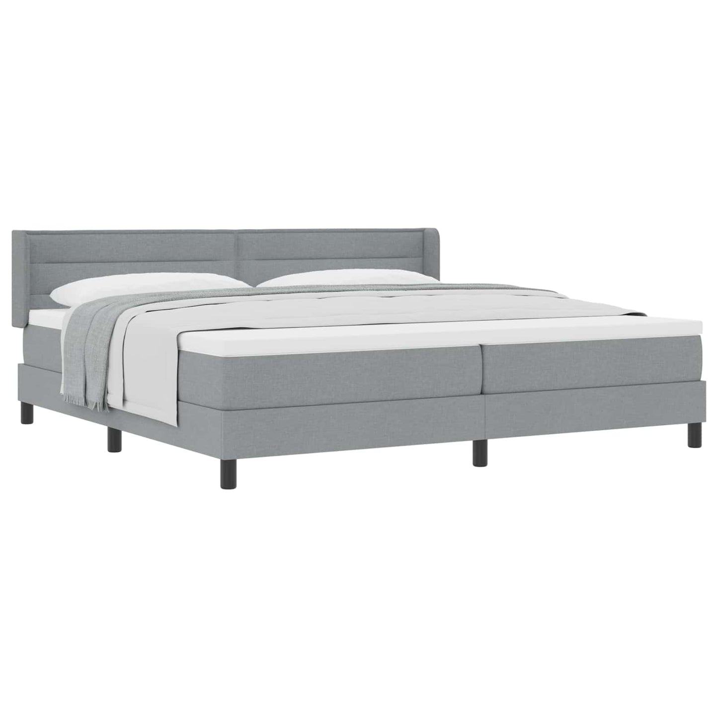 Letto a molle con testiera Grigio chiaro 200 x 200 cm Tessuto