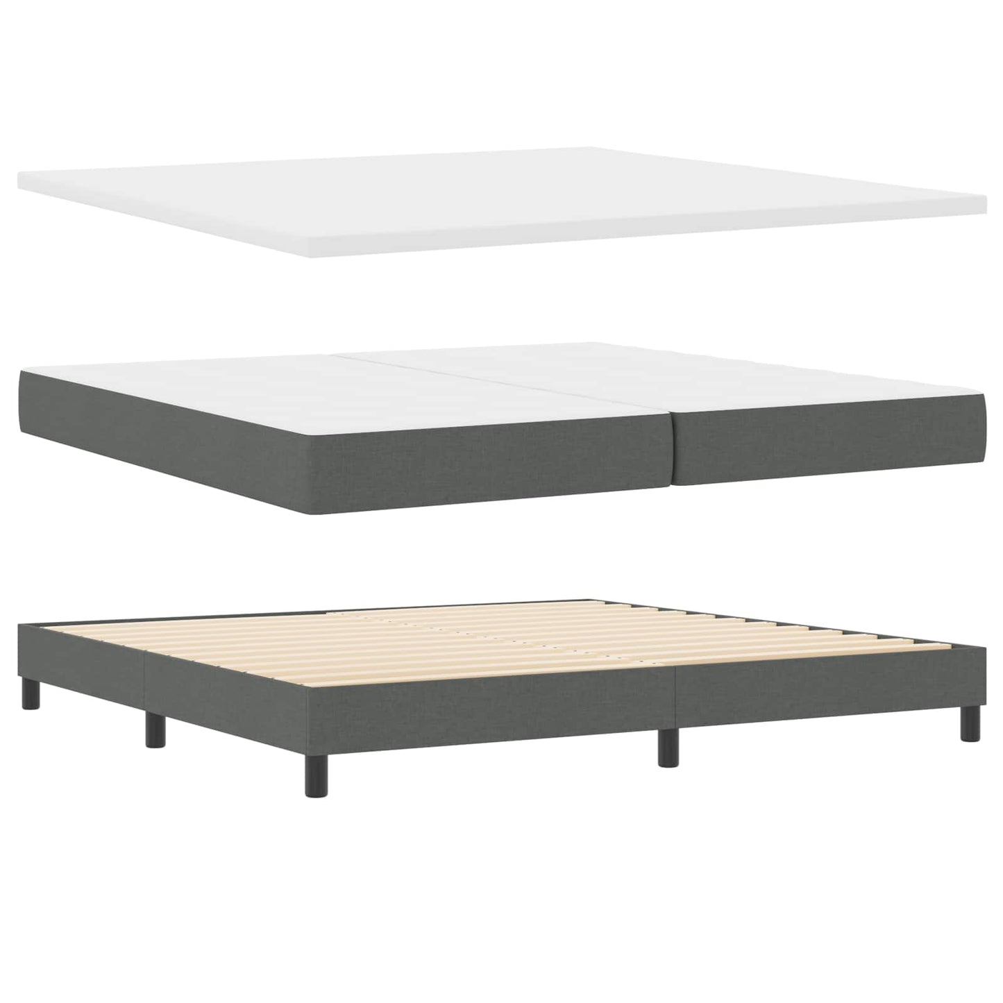 Letto a molle con testiera Grigio scuro 200 x 200 cm Tessuto | homemem39