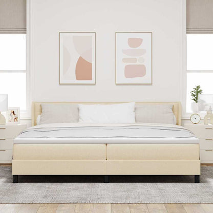 Letto a molle con materasso Crema 200 x 200 cm Tessuto | homemem39
