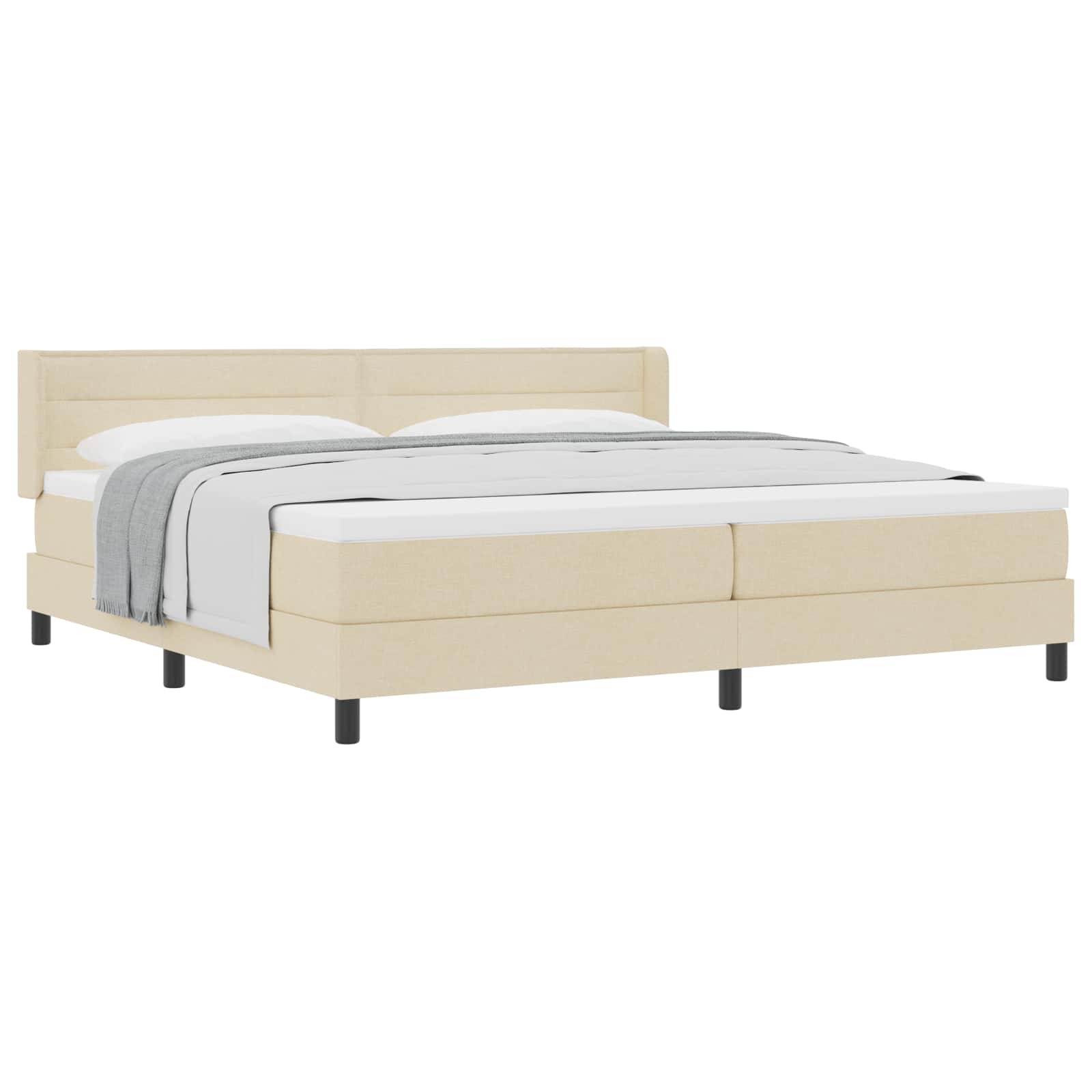 Letto a molle con materasso Crema 200 x 200 cm Tessuto | homemem39