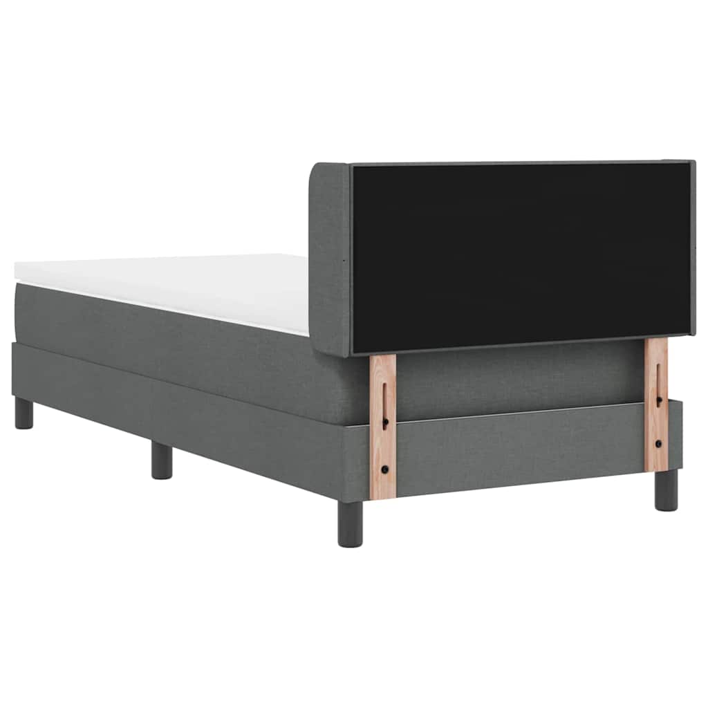 Letto a molle con testiera Grigio scuro 200 x 90 cm Tessuto