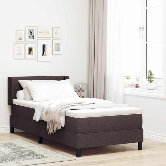 Letto a molle con testiera Marrone Scuro 200 x 90 cm Tessuto | homemem39