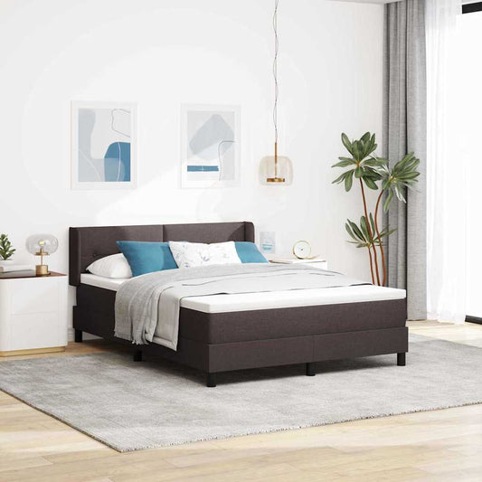 Letto a molle con testiera Marrone Scuro 190 x 140 cm Tessuto | homemem39