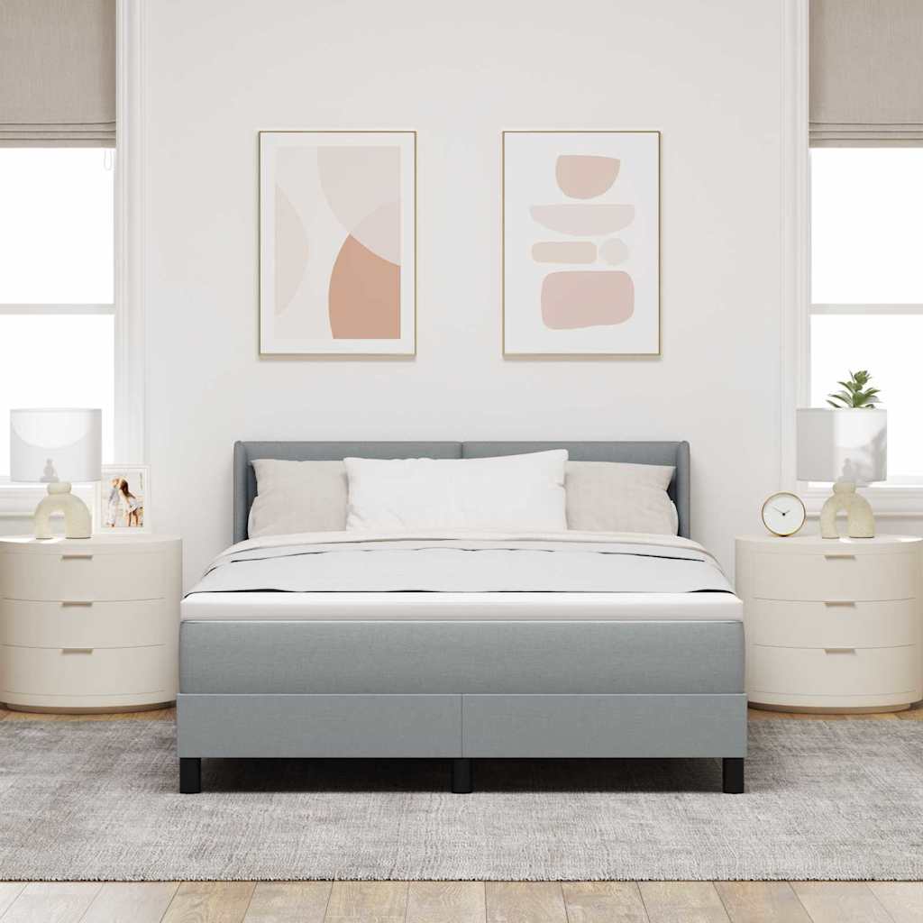 Letto a molle con testiera Grigio chiaro 200 x 140 cm Tessuto | homemem39